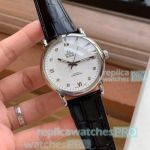 New Style Omega De Ville Automatic White Dial Black Leather Strap Watch